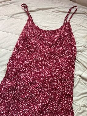 Red Floral brandy Melville, tieback sundress with Spaghetti Straps